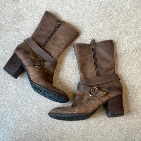 🐺 Born brown leather mid calf boot: - Picture 2 of 8